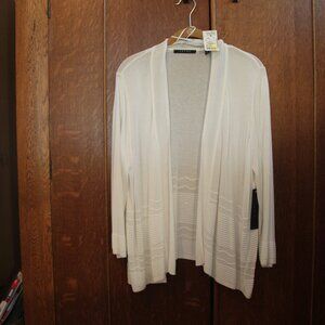 Cardigan, white, long sleeved. Size 1X. Cyrus brand. New with tags.